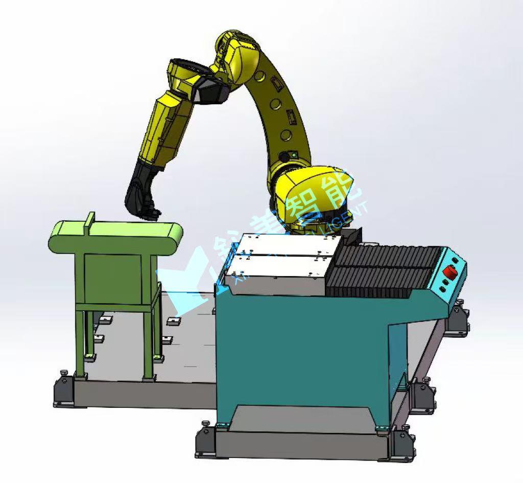 Robot loading and unloading line