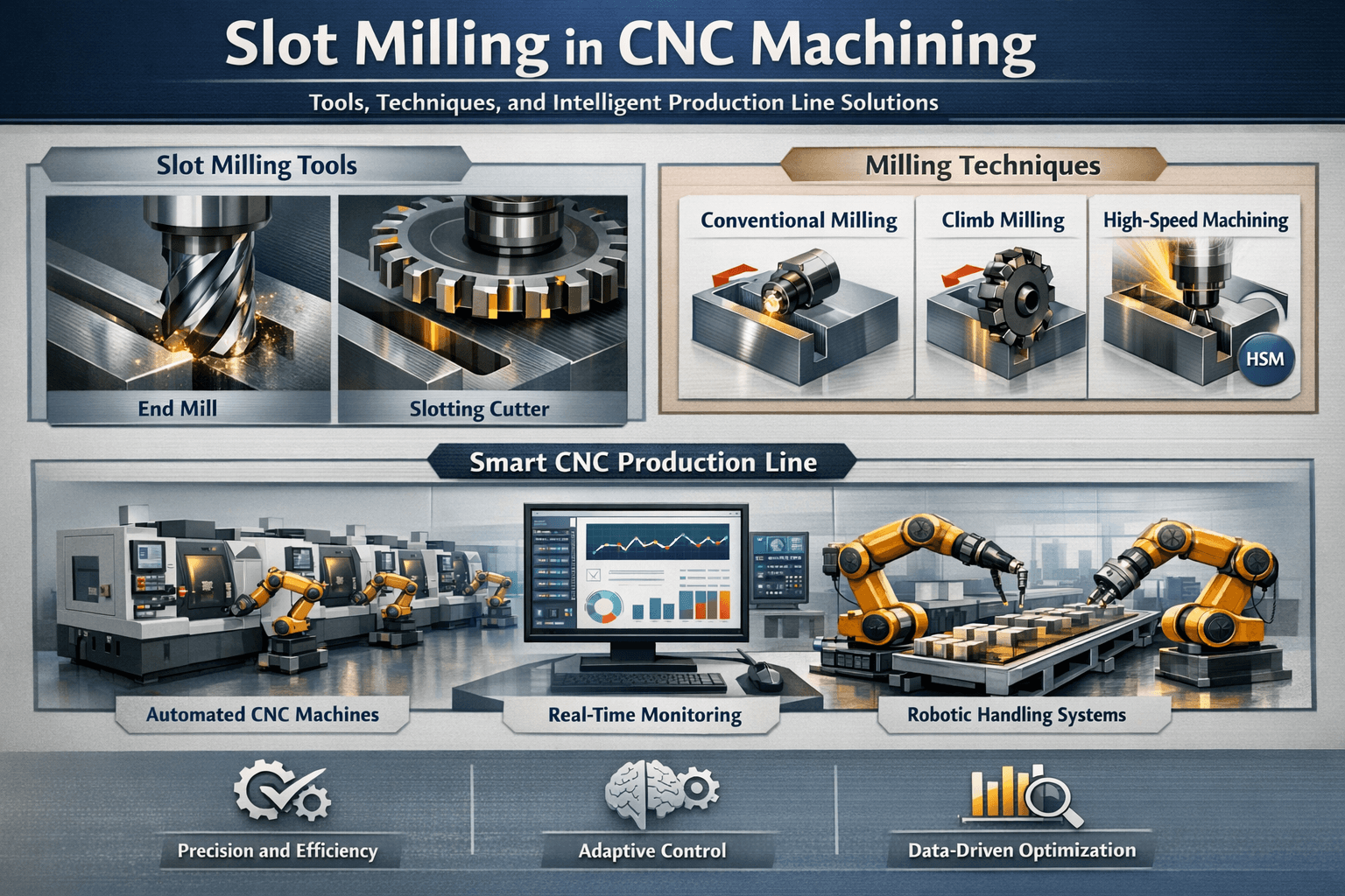 Fresado de ranuras en mecanizado CNC: herramientas, técnicas y soluciones inteligentes para líneas de producción.